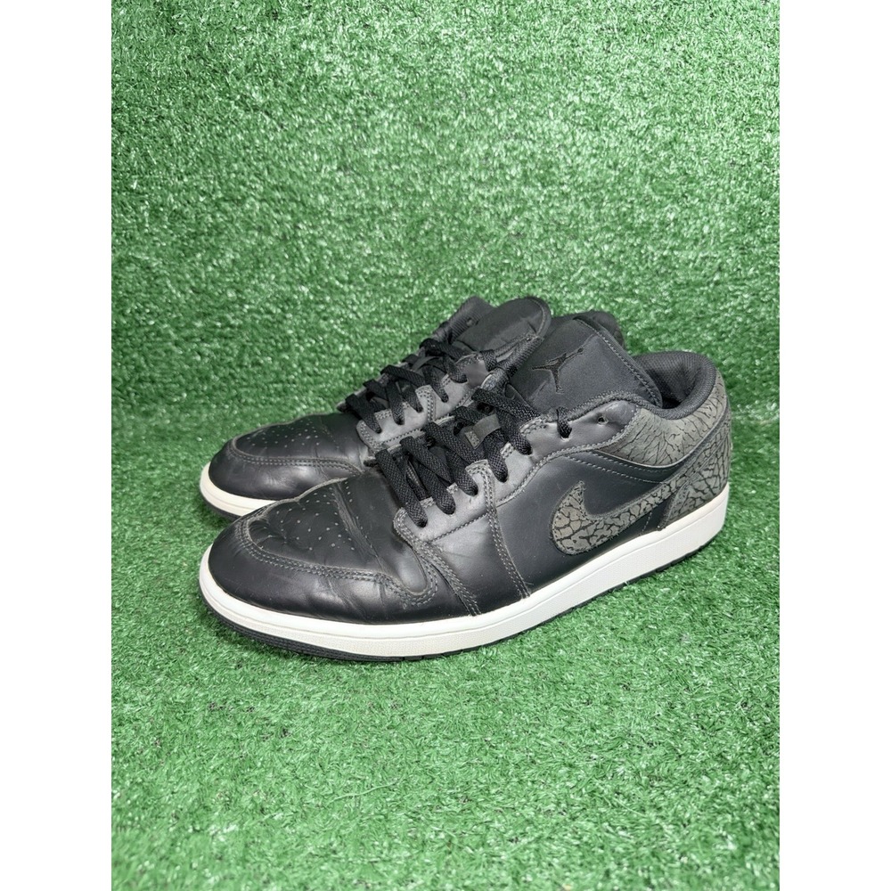 Air Jordan 1 Retro SE Low Black Elephant Print Mens Size 13 Basketball Shoes - Picture 3 of 9